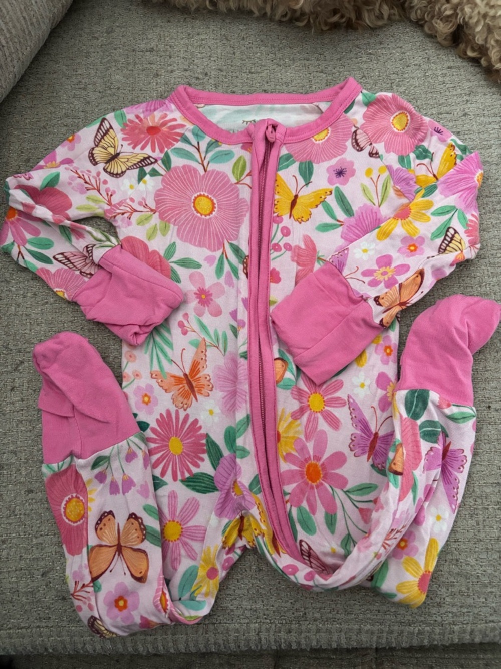 Little Sleepies Pink Floral & Butterfly Footed Pajamas